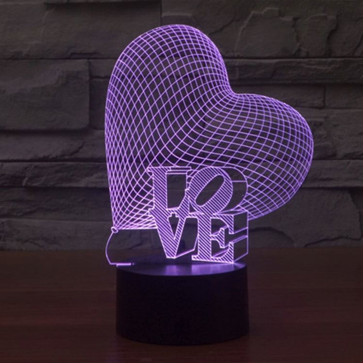 7 Colour Discoloration Creative Visual Stereo Lamp Desk Lamp Night Light, Heart and LOVE Style