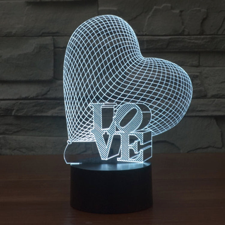 7 Colour Discoloration Creative Visual Stereo Lamp Desk Lamp Night Light, Heart and LOVE Style