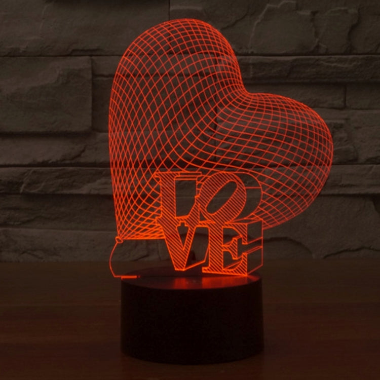 7 Colour Discoloration Creative Visual Stereo Lamp Desk Lamp Night Light, Heart and LOVE Style