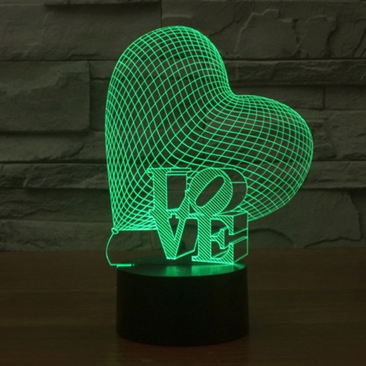 7 Colour Discoloration Creative Visual Stereo Lamp Desk Lamp Night Light, Heart and LOVE Style
