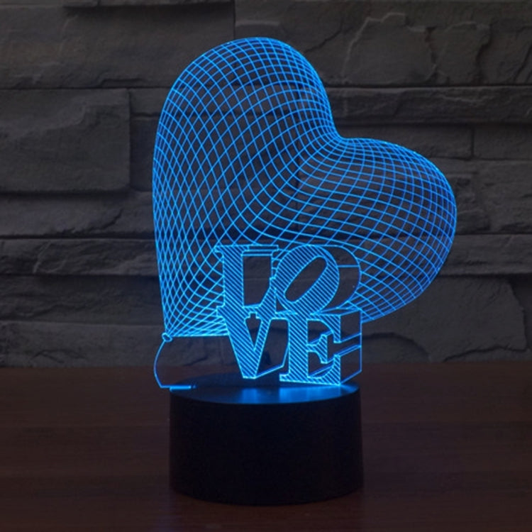 7 Colour Discoloration Creative Visual Stereo Lamp Desk Lamp Night Light, Heart and LOVE Style