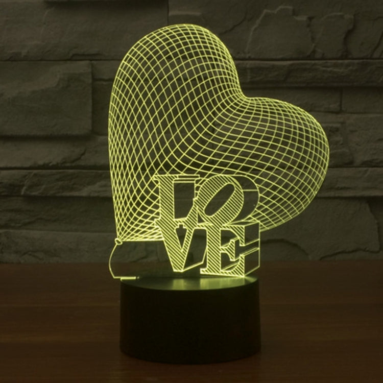 7 Colour Discoloration Creative Visual Stereo Lamp Desk Lamp Night Light, Heart and LOVE Style