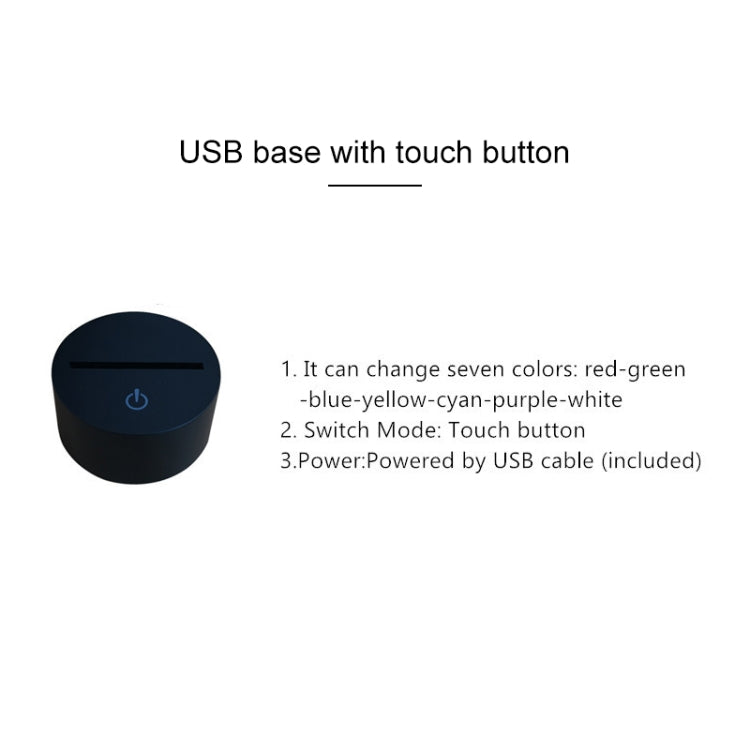 Ice Skating Black Base Creative 3D LED Decorative Night Light, USB with Touch Button Version, USB with Touch Button Version