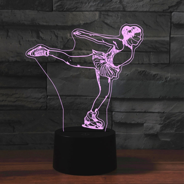 Ice Skating Black Base Creative 3D LED Decorative Night Light, Rechargeable with Touch Button, Rechargeable with Touch Button