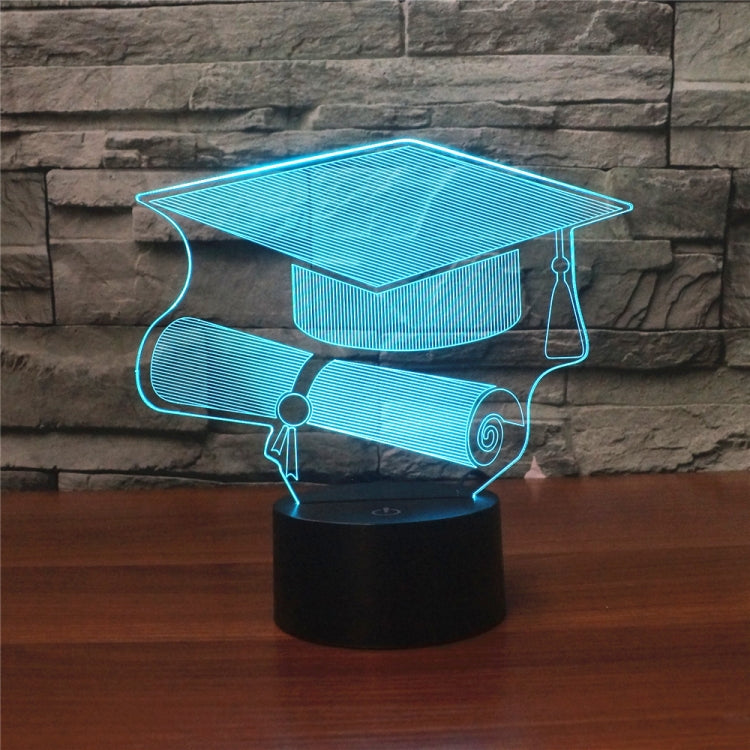 Bachelor Cap Black Base Creative 3D LED Decorative Night Light, USB with Touch Button Version, USB with Touch Button Version