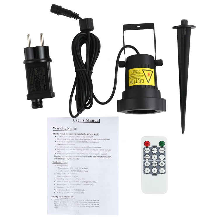LED Outdoor Courtyard Static Sky Star Laser Projection Decorative Light IP44 Waterproof with Remote Control, EU Plug