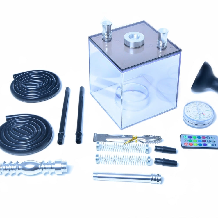 Cube Acrylic Double Pipe Hookah Set, Cube Double Pipe