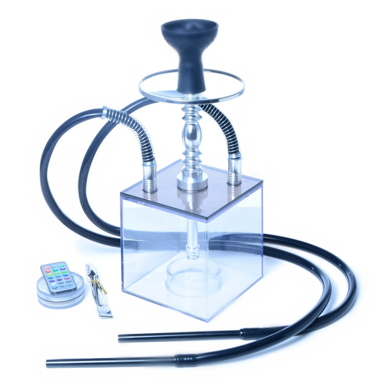 Cube Acrylic Double Pipe Hookah Set, Cube Double Pipe