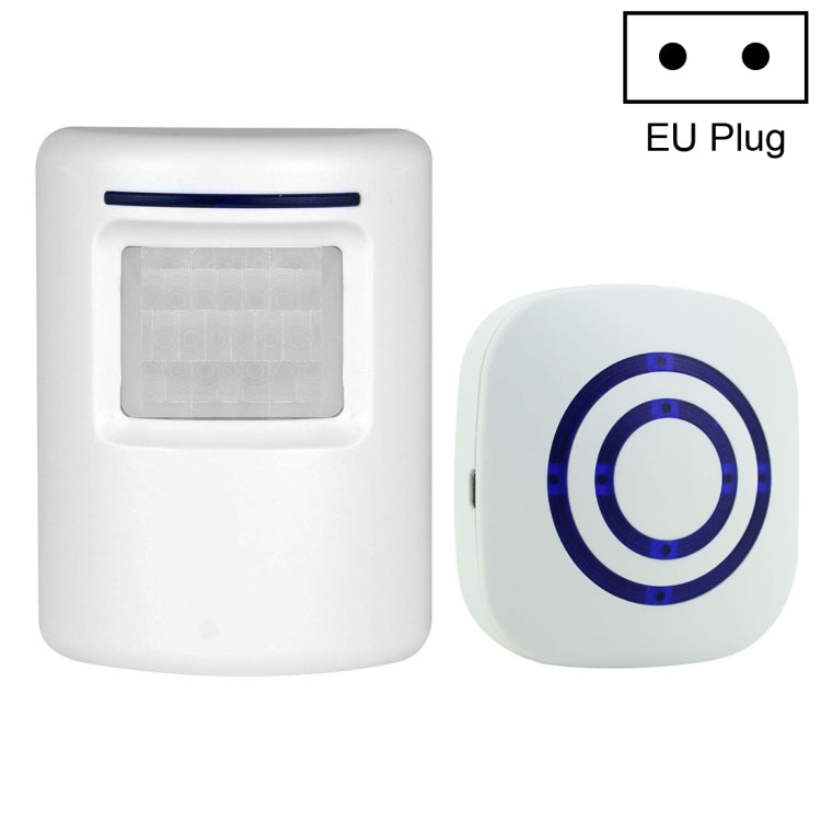 FY-0256 2 in 1 PIR Infrared Sensors (Transmitter + Receiver) Wireless Doorbell Alarm Detector for Home / Office / Shop / Factory, EU Plug, FY-0256 Doorbell Alarm, FY-0256 Doorbell Alarm Detector