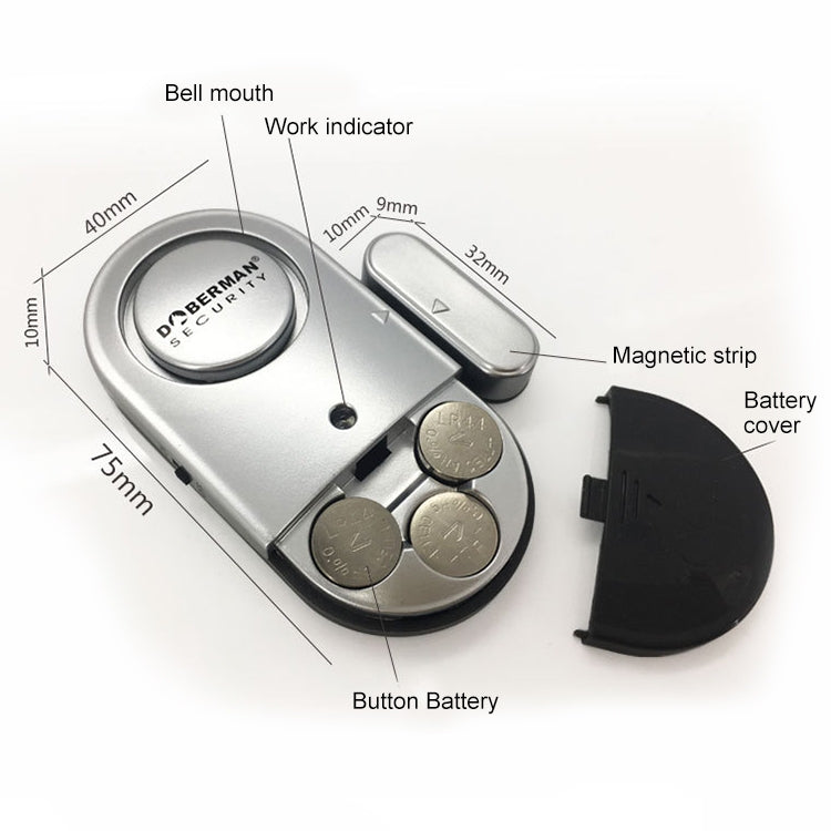 DOBERMAN SE-0701 Oval Household Anti-theft Door and Window Magnetic Spring Sensor Super Loud Simple Alarm, SE-0701
