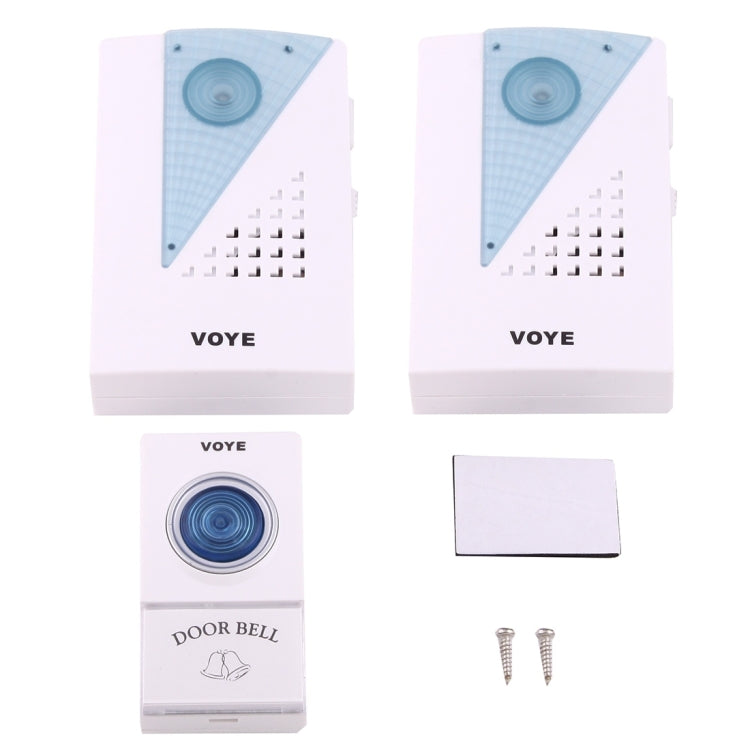 VOYE V001A2 Wireless Smart Music LED Home Doorbell with Dual Receiver, Remote Control Distance: 120m (Open Air), V001A2