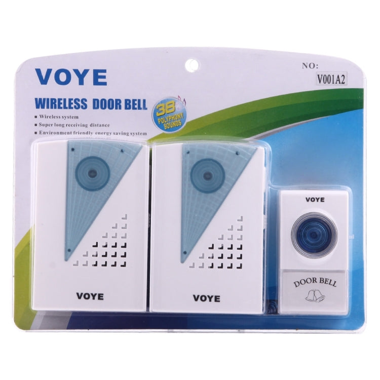 VOYE V001A2 Wireless Smart Music LED Home Doorbell with Dual Receiver, Remote Control Distance: 120m (Open Air), V001A2