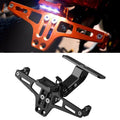 LPF013 Motorcycle Modification Accessories Universal Aircraft Shape Aluminum Alloy License Plate Bracket with LED Lights, Black with LED, Blue with LED, Red with LED