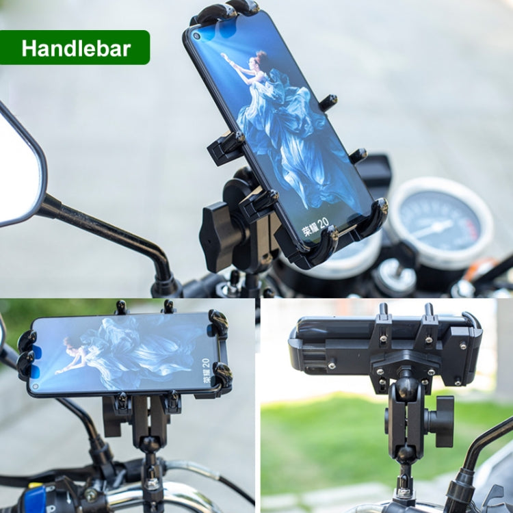 U-shaped Bolt Ball-Head Motorcycle Handlebar Multi-function Eight-jaw Aluminum Phone Navigation Holder Bracket, Width of Phone: 6.5-10.2cm  , U-shaped Bolt