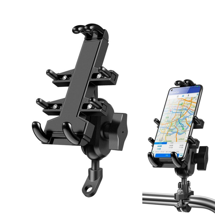 Tilt Rearview Mirror Screw Hole Ball-Head Motorcycle Eight-jaw Aluminum Phone Navigation Bracket, Rearview Mirror Screw Hole