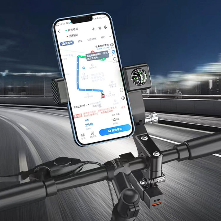 Motorcycle Spherical Compass Phone Holder, Handlebar with Light, Handlebar with Light (Black), Handlebar with Light (Green)