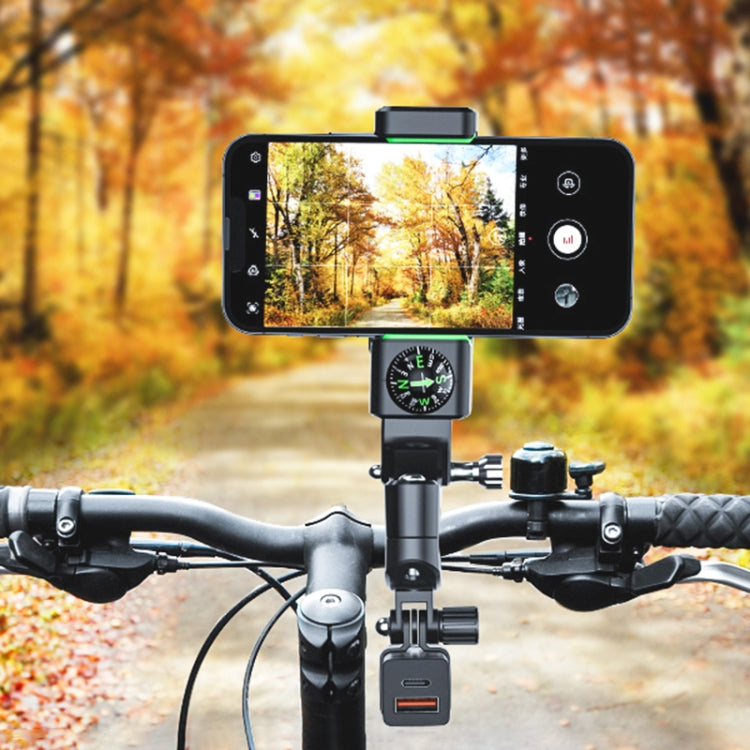 Motorcycle Spherical Compass Phone Holder, Handlebar with Light, Handlebar with Light (Black), Handlebar with Light (Green)