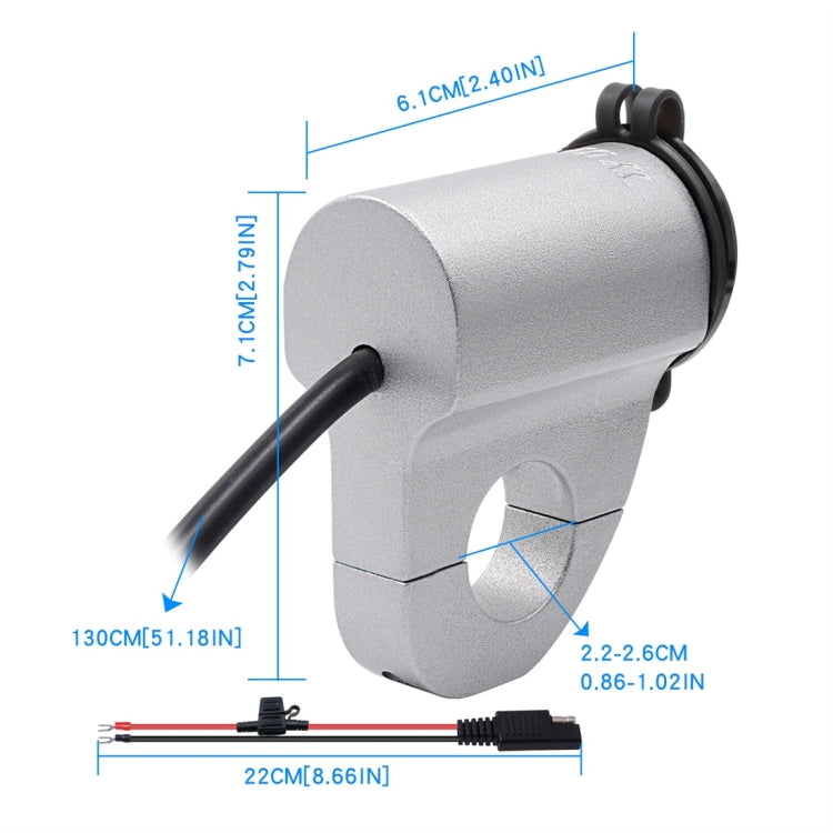 ZH-975A1 Motorcycle Aluminum Alloy Waterproof Mobile Phone Single USB Charger with Red Voltmeter, ZH-975A1