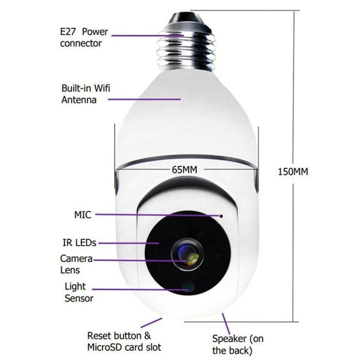 GA-C11 1080P 2MP 5G Dual Frequency Two-way Voice Intercom Bulb Camera, 5G Dual Frequency