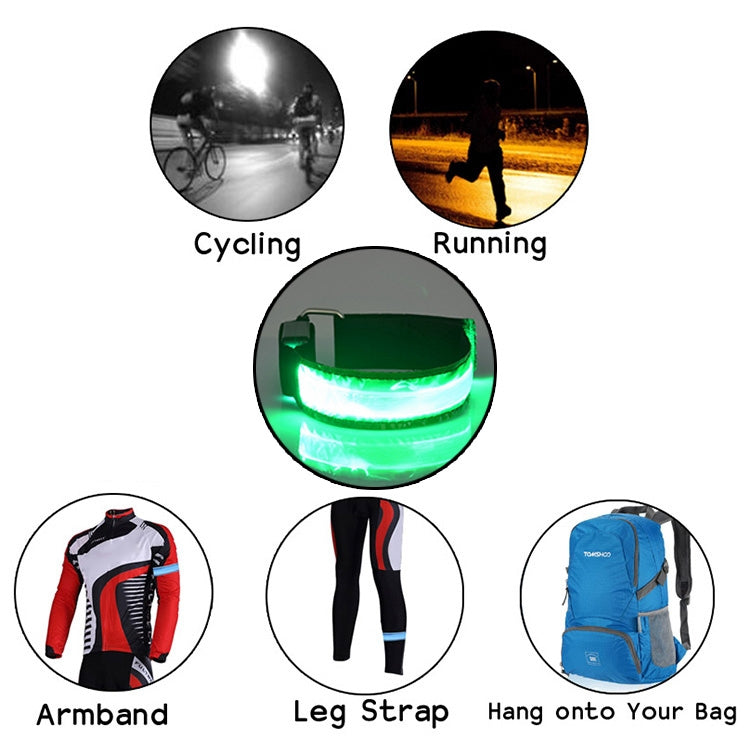 LED Flash Safety Reflective Nylon Light Battery Sports Wrist Belt, Battery Green, Battery Blue, Battery Red, Battery Yellow