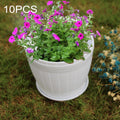 10 PCS Imitation Wooden Barrel Plastic Resin Flower Pot with Tray, Top Diameter: 16cm, Height: 13.5cm, Top Diameter: 16cm