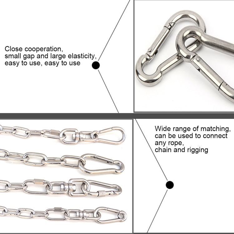 M10 Stainless Steel Carabiner Spring Hook Multi-tool Mountaineering Buckle Lock Camping Hook Rope, Inner Diameter: 9.74mm, M10