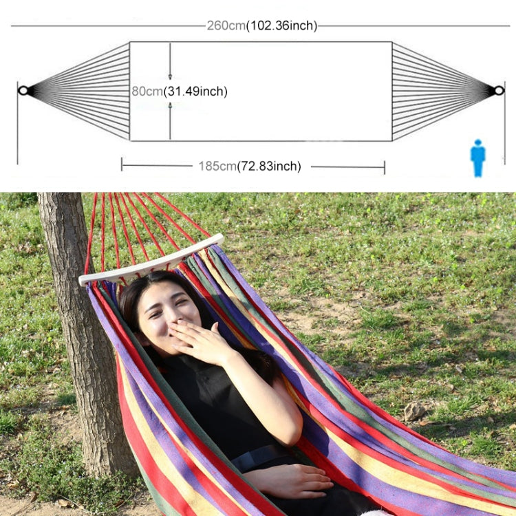 Outdoor Rollover-resistant Single Person Canvas Hammock Portable Beach Swing Bed with Wooden Sticks, Size: 185 x 80cm, Size: 185 x 80cm(Red), Size: 185 x 80cm
