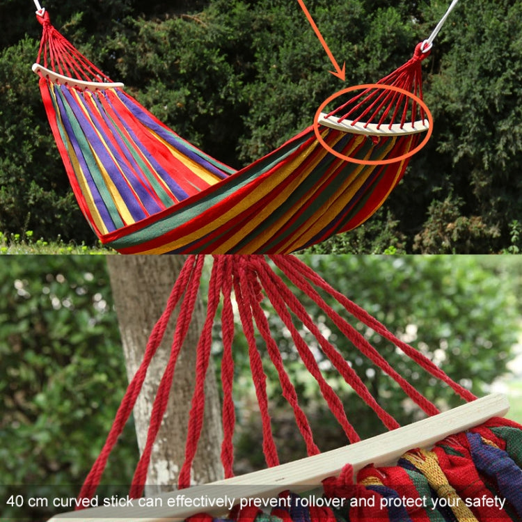 Outdoor Rollover-resistant Single Person Canvas Hammock Portable Beach Swing Bed with Wooden Sticks, Size: 185 x 80cm, Size: 185 x 80cm(Red), Size: 185 x 80cm