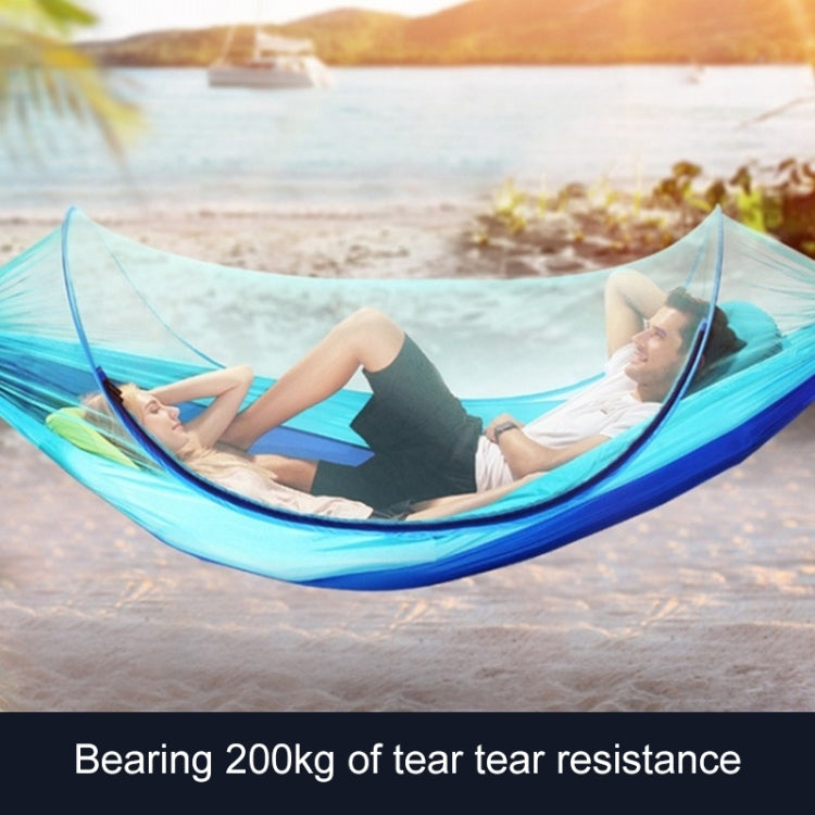 Portable Outdoor Camping Full-automatic Nylon Parachute Hammock with Mosquito Nets, Size : 290 x 140cm, 290x140cm Dark Green, 290x140cm Pink Blue, 290x140cm Green, 290x140cm Blue, 290x140cm Orange, 290x140cm Camouflage, 290x140cm Army Green            ...