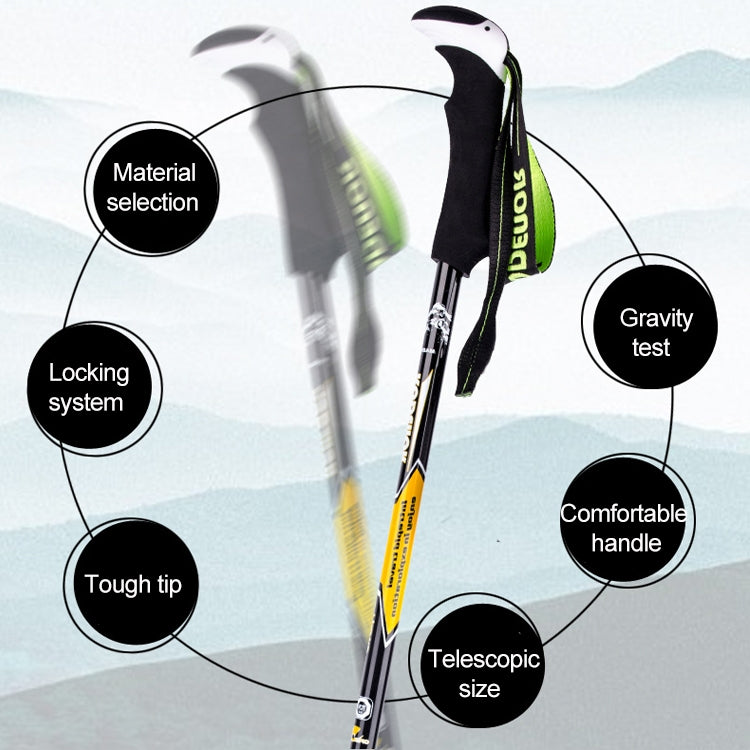 KODENOR Outdoor Mountaineering Portable Foldable Carbon Fibre Straight Handle Alpenstocks Trekking Poles, Length : 63-135CM, Length : 63-135CM (Black Yellow), Length : 63-135CM (Black+green), Length : 63-135CM (Black Blue)