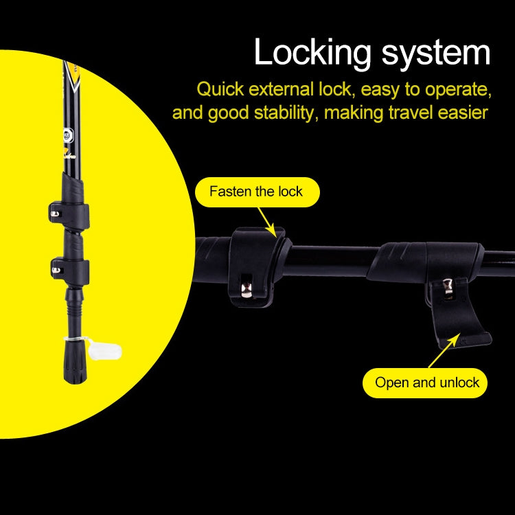 KODENOR Outdoor Mountaineering Portable Foldable Carbon Fibre Straight Handle Alpenstocks Trekking Poles, Length : 63-135CM, Length : 63-135CM (Black Yellow), Length : 63-135CM (Black+green), Length : 63-135CM (Black Blue)