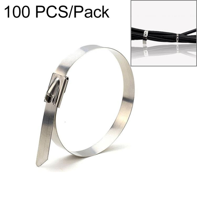 100 PCS 4.6x150mm Stainless Steel Metal Cable Ties Tie Zip Wrap Exhaust Heat Straps Induction Pipe, 4.6x150mm