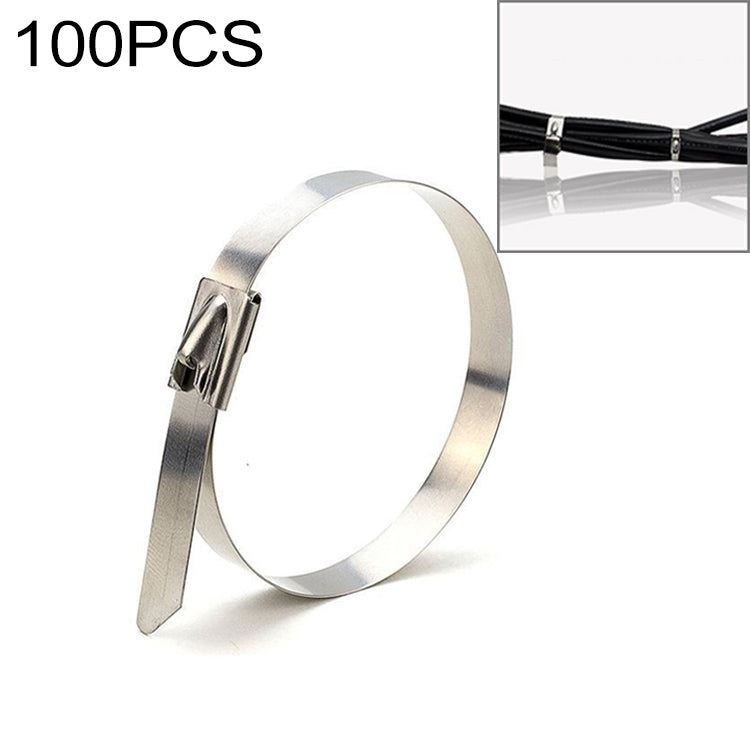 100 PCS 4.6x300mm Stainless Steel Metal Cable Ties Tie Zip Wrap Exhaust Heat Straps Induction Pipe, 4.6x300mm