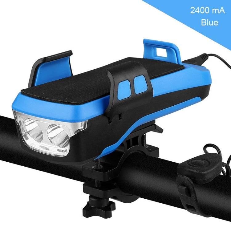 USB Charging Bicycle Light Front Handlebar Led Light , with Holder & Electric Horn, 2400mAh Battery