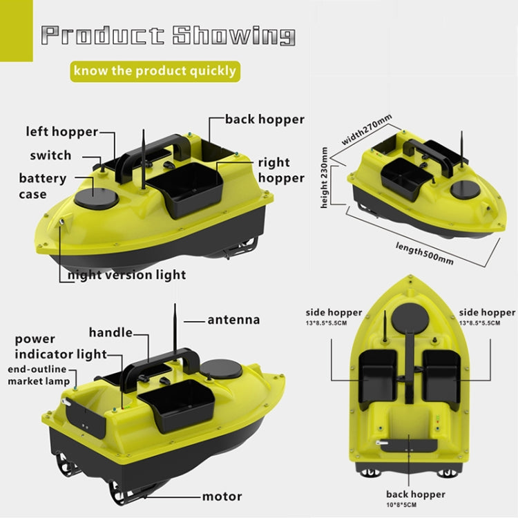 D18 Smart RC Three Hoppers Fishing Bait Boat 2kg Load 500m Remote Control, D18