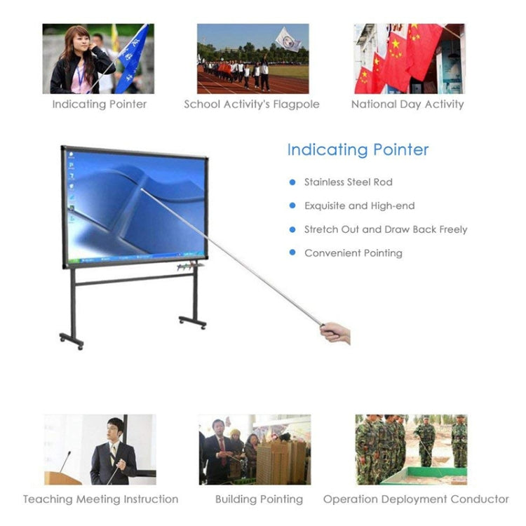 1.4M 7 Knots Telescopic Stainless Steel Rubber Sleeve Teaching Stick Guide Signal Flag, Random Color Delivery, 1.4M 7 Knots