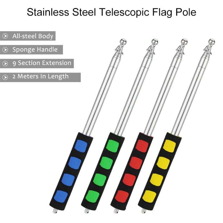 1.4M 7 Knots Telescopic Stainless Steel Rubber Sleeve Teaching Stick Guide Signal Flag, Random Color Delivery, 1.4M 7 Knots