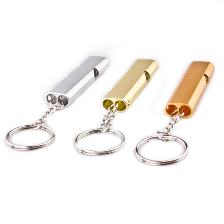 MNL-006 Aluminum Alloy Double Tube High Frequency Whistle Children Outdoor Survival Whistle with Key Ring, 10 PCS Gold, 10 PCS Rose Gold, 10 PCS Silver, 10 PCS Black