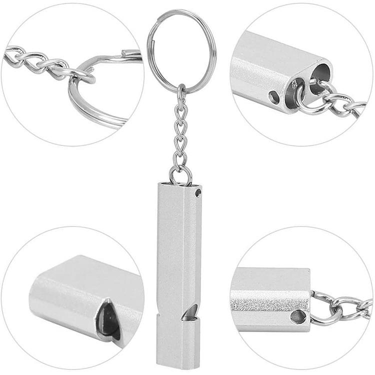 MNL-006 Aluminum Alloy Double Tube High Frequency Whistle Children Outdoor Survival Whistle with Key Ring, 10 PCS Gold, 10 PCS Rose Gold, 10 PCS Silver, 10 PCS Black