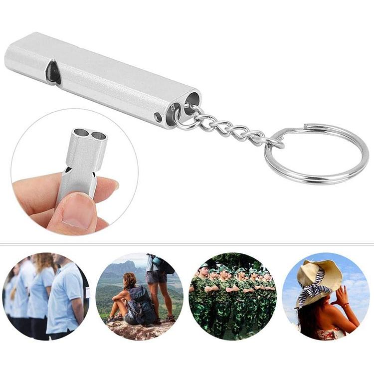 MNL-006 Aluminum Alloy Double Tube High Frequency Whistle Children Outdoor Survival Whistle with Key Ring, 10 PCS Gold, 10 PCS Rose Gold, 10 PCS Silver, 10 PCS Black