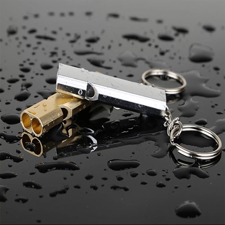MNL-006 Aluminum Alloy Double Tube High Frequency Whistle Children Outdoor Survival Whistle with Key Ring, 10 PCS Gold, 10 PCS Rose Gold, 10 PCS Silver, 10 PCS Black