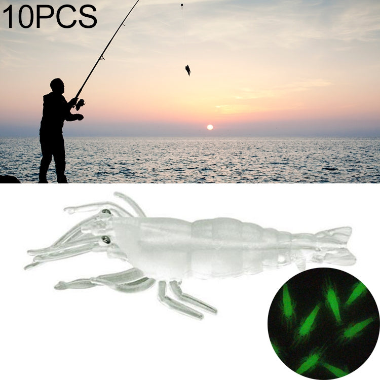 10 PCS 4cm Fishing Soft Bait Lures Popper Poper Baits, Artificial Shrimp, Luminous Shrimp, Pink Shrimp, Green Shrimp, Transparent Shrimp