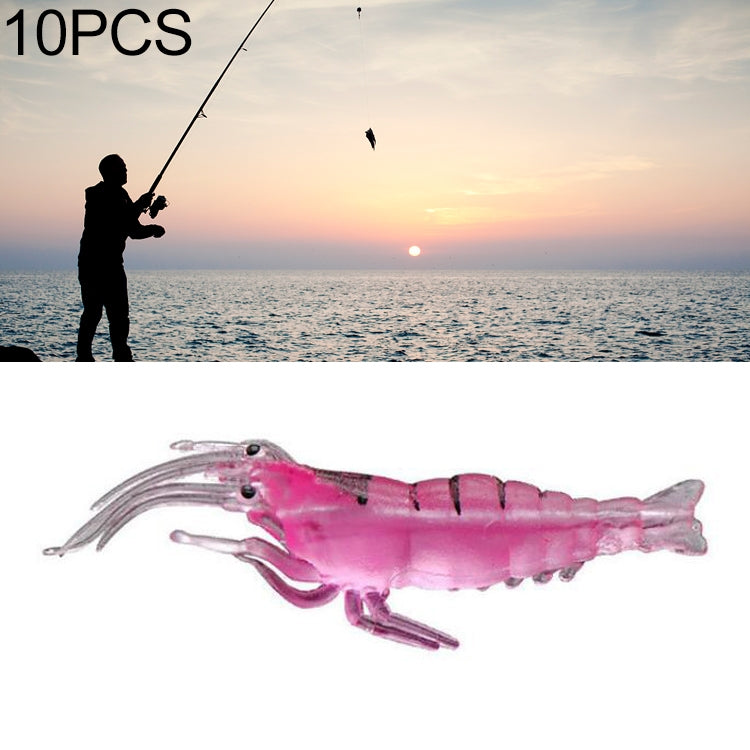 10 PCS 4cm Fishing Soft Bait Lures Popper Poper Baits, Artificial Shrimp, Luminous Shrimp, Pink Shrimp, Green Shrimp, Transparent Shrimp