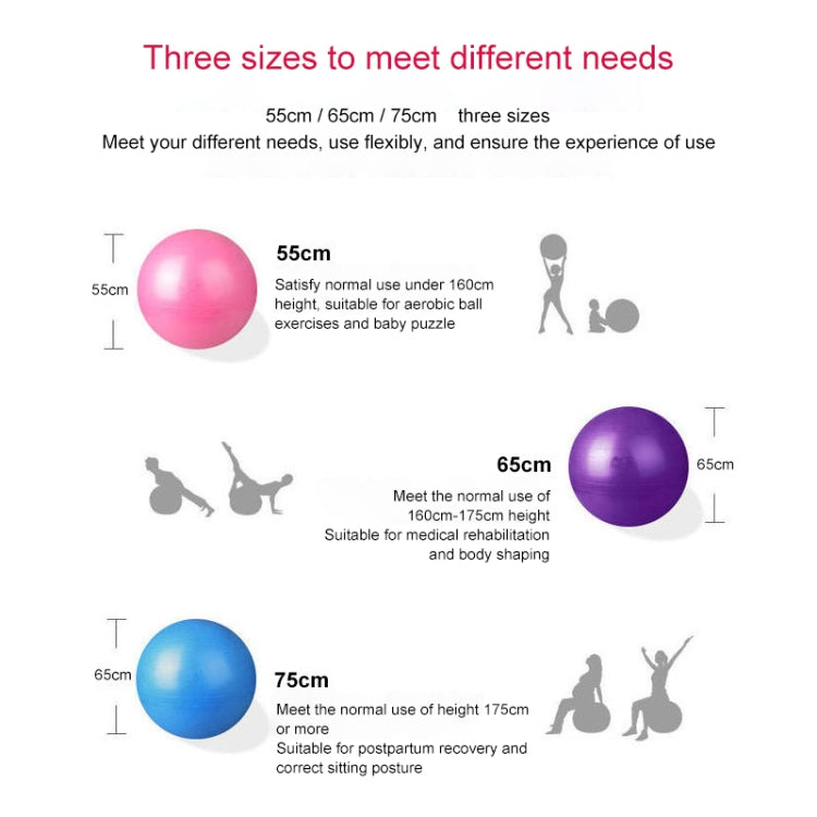 Thickening Explosion-proof Big Yoga Ball Sport Fitness Ball Environmental Pregnant Yoga Ball, Diameter: 55cm, 55cm(Pink), 55cm(Blue), 55cm (Purple)