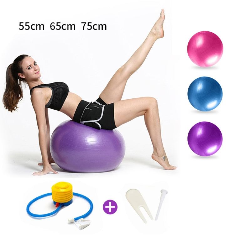 Thickening Explosion-proof Big Yoga Ball Sport Fitness Ball Environmental Pregnant Yoga Ball, Diameter: 55cm, 55cm(Pink), 55cm(Blue), 55cm (Purple)