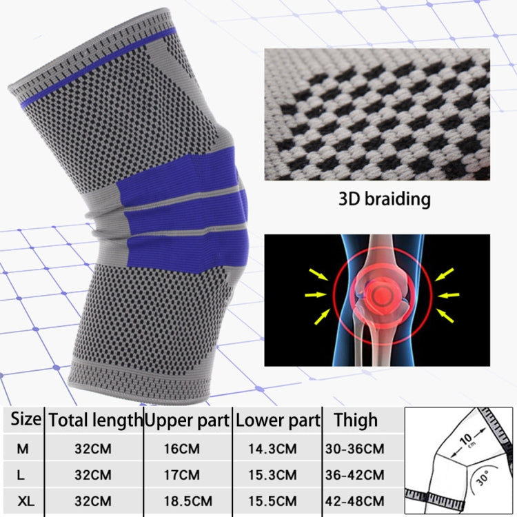 Outdoor Fitness Mountaineering Knit Protection Silicone Anti - collision Spring Support Sports Knee Protector, Size: L, Size: L