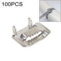 100 PCS 19.05mm 304 Stainless Steel Tie Lock Type Cable Wrapped Bundle Buckle, 19.05mm