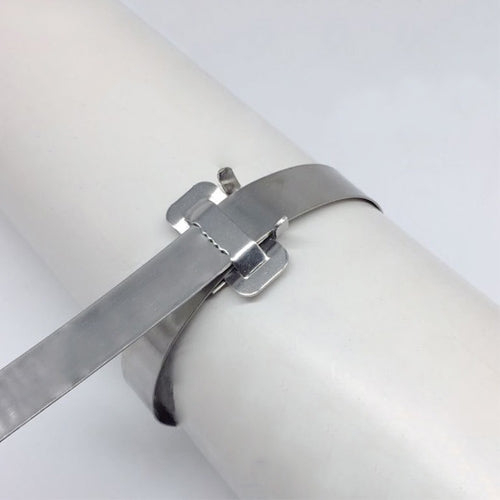 100 PCS 15.88mm 304 Stainless Steel Tie Lock Type Cable Wrapped Bundle Buckle, 15.88mm
