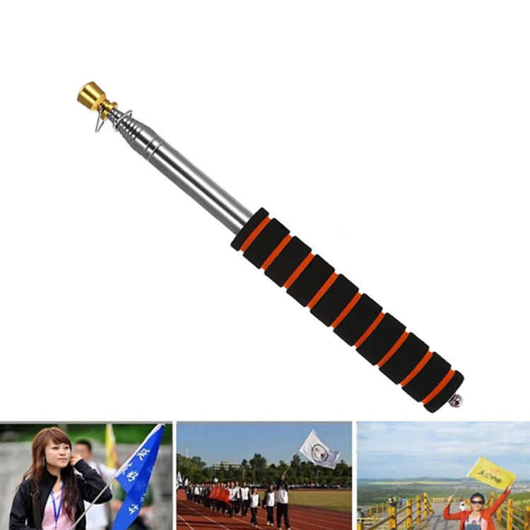 1.6M 10 Knots Telescopic Stainless Steel Sponge Golden Head Teaching Stick Guide Signal Flag, 1.6M 10 Knots
