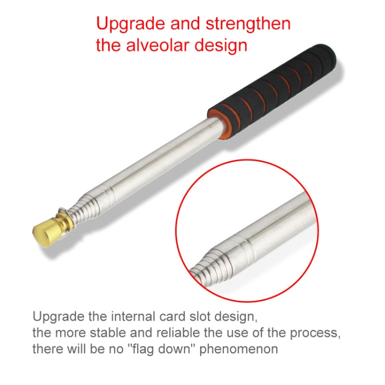 1.6M 10 Knots Telescopic Stainless Steel Sponge Golden Head Teaching Stick Guide Signal Flag, 1.6M 10 Knots